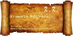Kramarik Károly névjegykártya